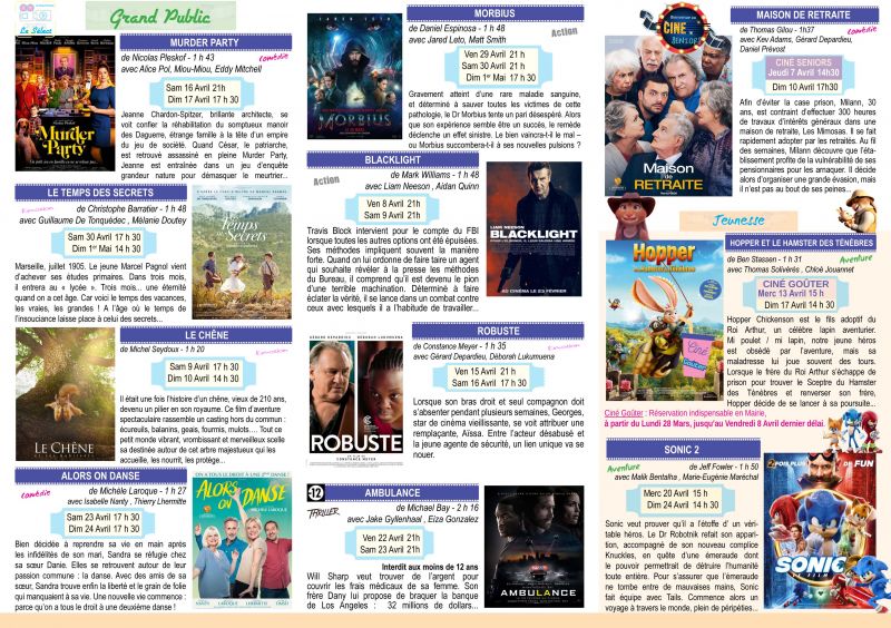 Cinéma Programme Avril 2022