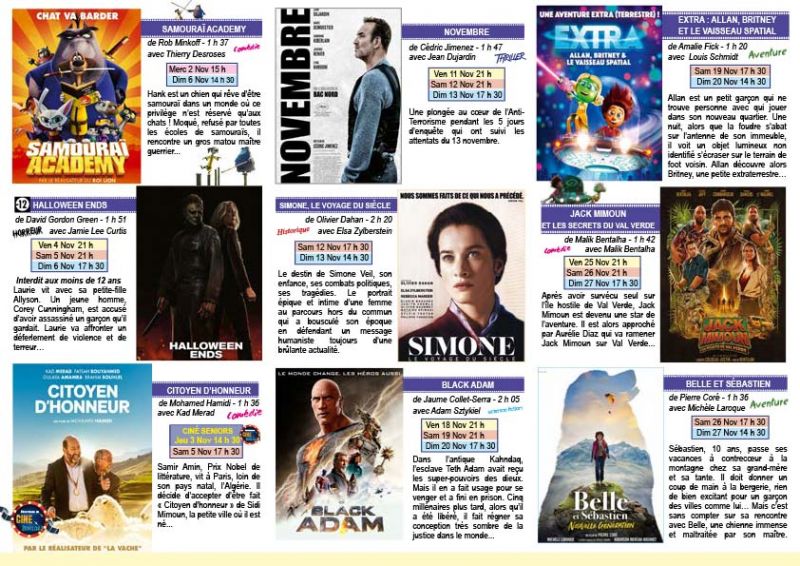 cinéma programme de novembre