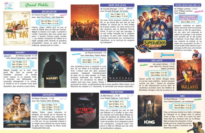 Cinéma Programme Mars 2022