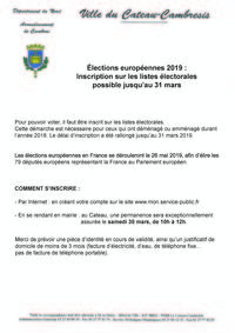Inscription électorale Élections européennes 2019