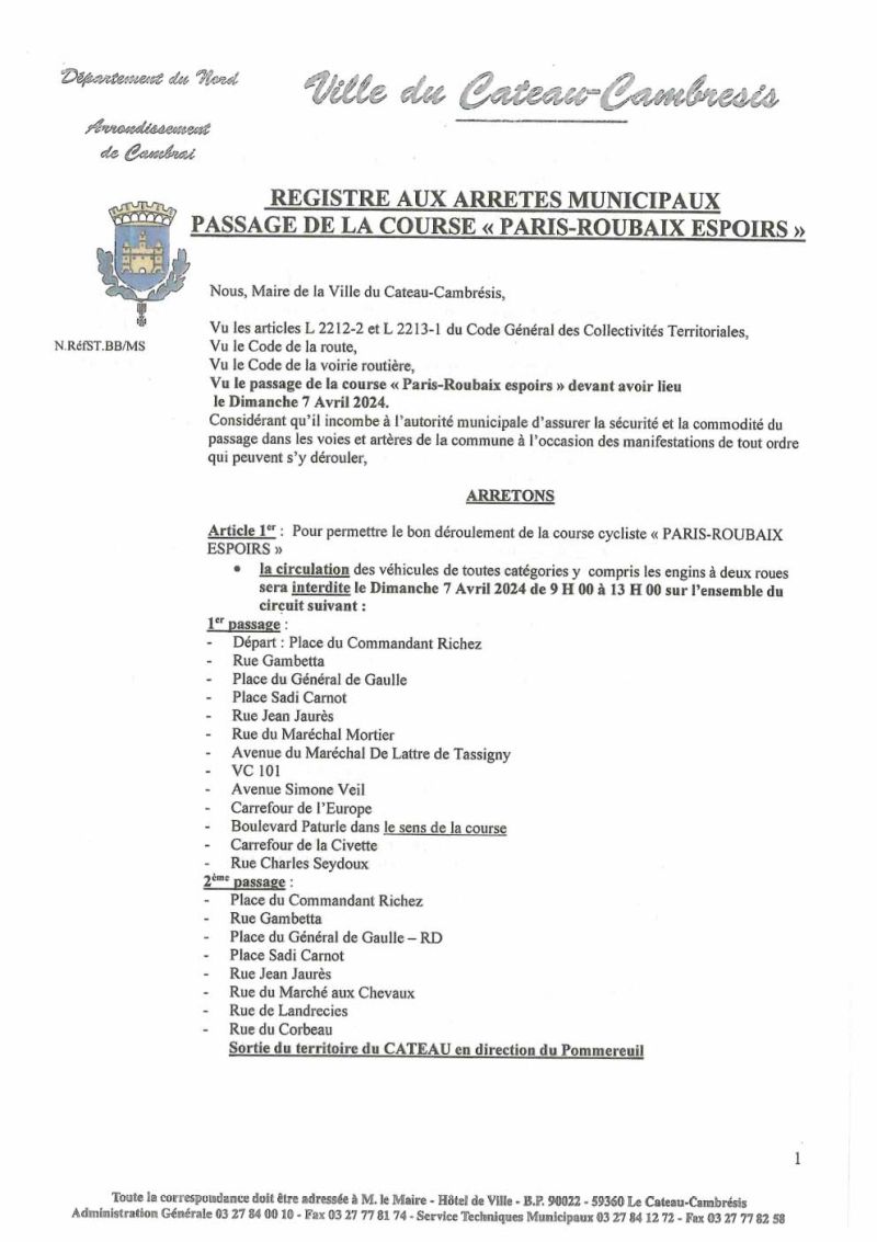 Interdit de circuler : Course cycliste
