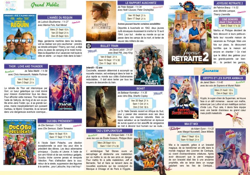 Programme Cinéma Septembre