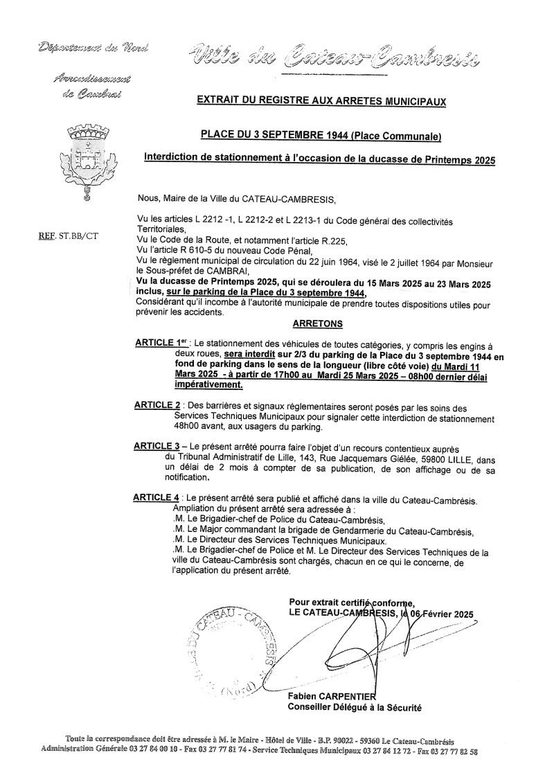 stationnement restreint pour la Ducasse de Printemps